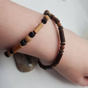 Southwestern wooden tube beaded wrap bracelet wrist‎ jewelry